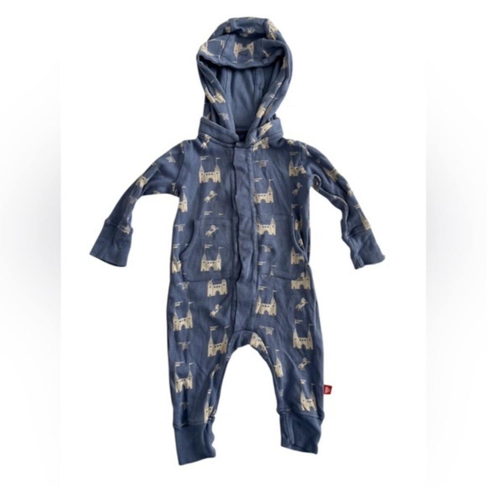 Magnetic Me castles and knights Navy and Cream Hooded Kids Footie